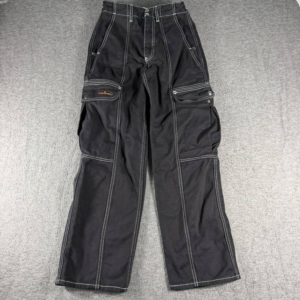 BDG Urban Outfitters Relaxed Skate Jean Black Contrast Stitch Cargo Pants SZ 24